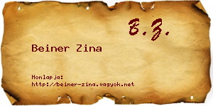 Beiner Zina névjegykártya